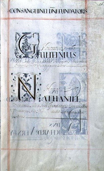 أرشيف 3693 f.46 صفحة تسرد ثلاثة مستفيدين من New College ، أكسفورد: Gulielmus ، Nathaniel ، من كتاب الإحسان بواسطة مدرسة اللغة الإنجليزية