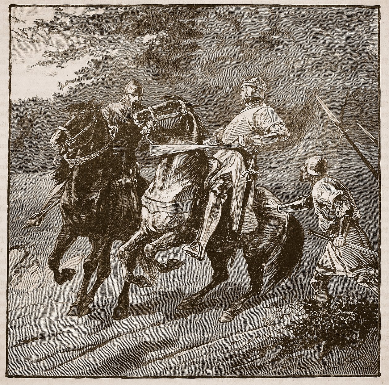 اعتقال الملك ريتشارد ، رسم توضيحي من Cassells Illustrated History of England (sepia photo) بواسطة مدرسة اللغة الإنجليزية