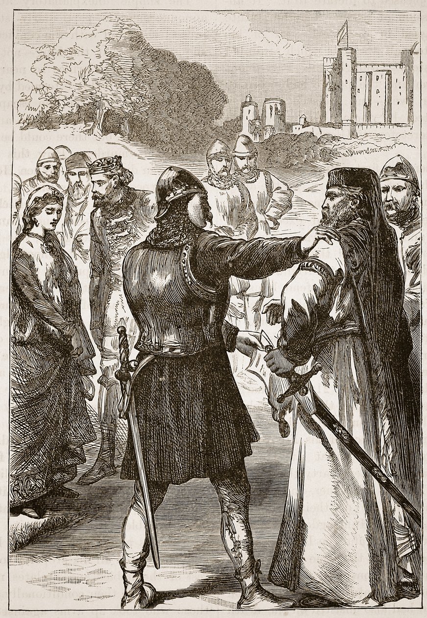 القبض على دوق غلوستر ، رسم توضيحي من Cassells Illustrated History of England (sepia photo) بواسطة مدرسة اللغة الإنجليزية
