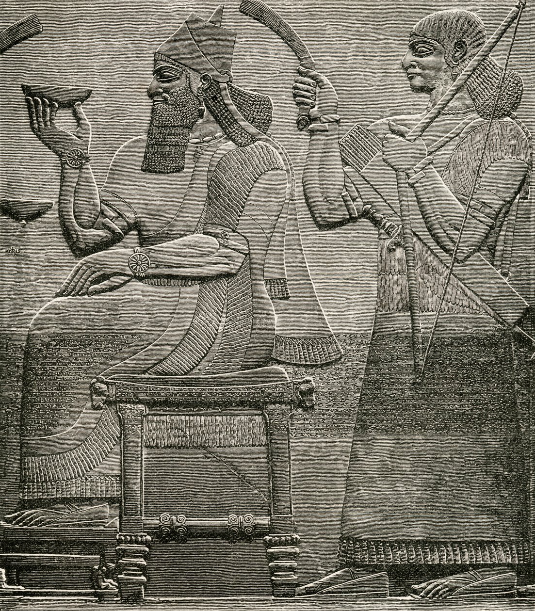 Ashur-nasir-pal II ، من نقش بارز في المتحف البريطاني ، من The Worlds Inhabitants بواسطة GT Bettany ، تم نشره عام 1888 بواسطة مدرسة اللغة الإنجليزية
