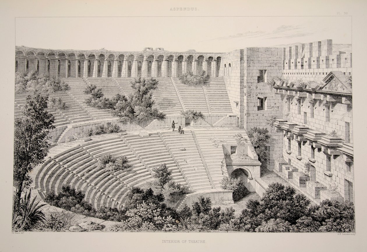 Aspendu - داخل المسرح ، حانة. 1863 ليثوجراف. بواسطة مدرسة اللغة الإنجليزية
