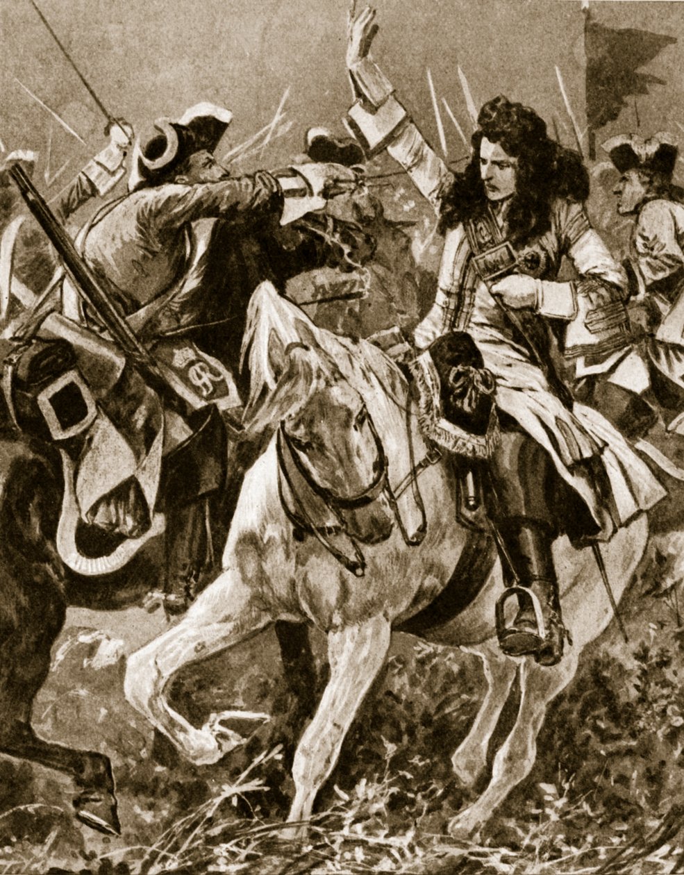 معركة مالبلوكيت ، 11 سبتمبر 1709: أصيب شيفالييه سانت جورج خلال حرب الخلافة الإسبانية ؛ بواسطة مدرسة اللغة الإنجليزية