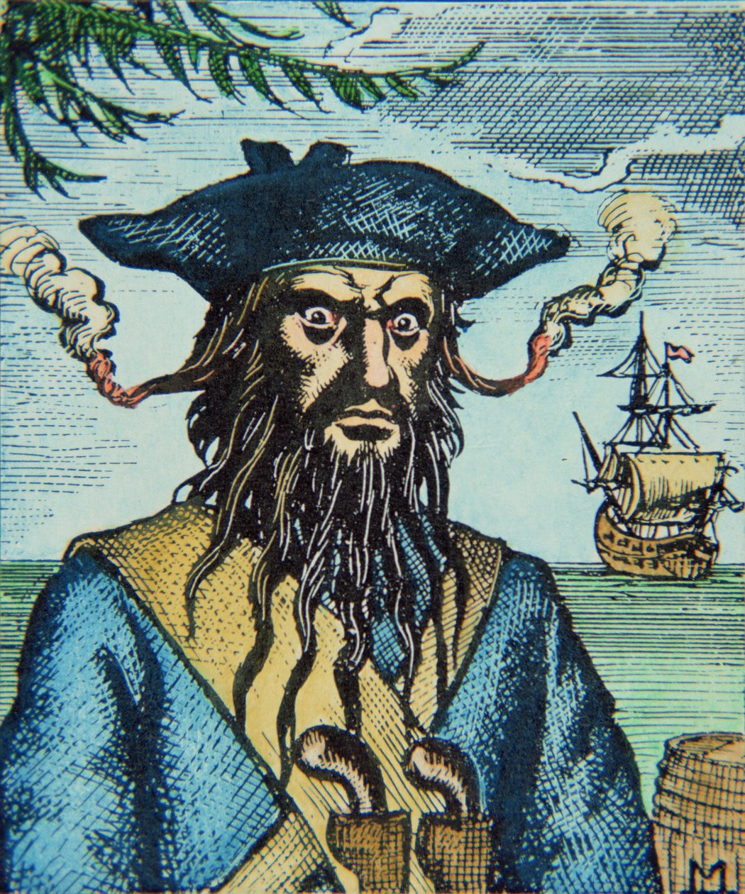 Blackbeard the pirate (coloured engraving) بواسطة مدرسة اللغة الإنجليزية