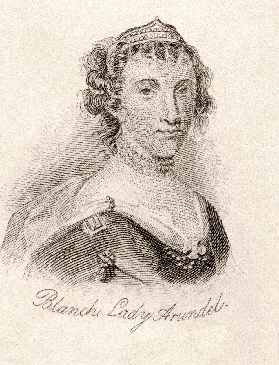 Blanche Somerset ، البارونة أرونديل من Wardour ، من "قاموس كراب التاريخي" ، نُشر عام 1825 بواسطة مدرسة اللغة الإنجليزية