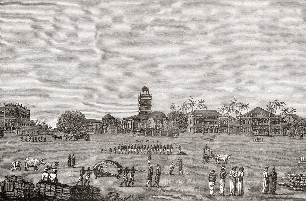 بومباي جرين ، جنوب مومباي ، الهند عام 1767 ، من "تاريخ قصير للشعب الإنجليزي" بقلم جي آر جرين ، نُشر عام 1893 بواسطة مدرسة اللغة الإنجليزية