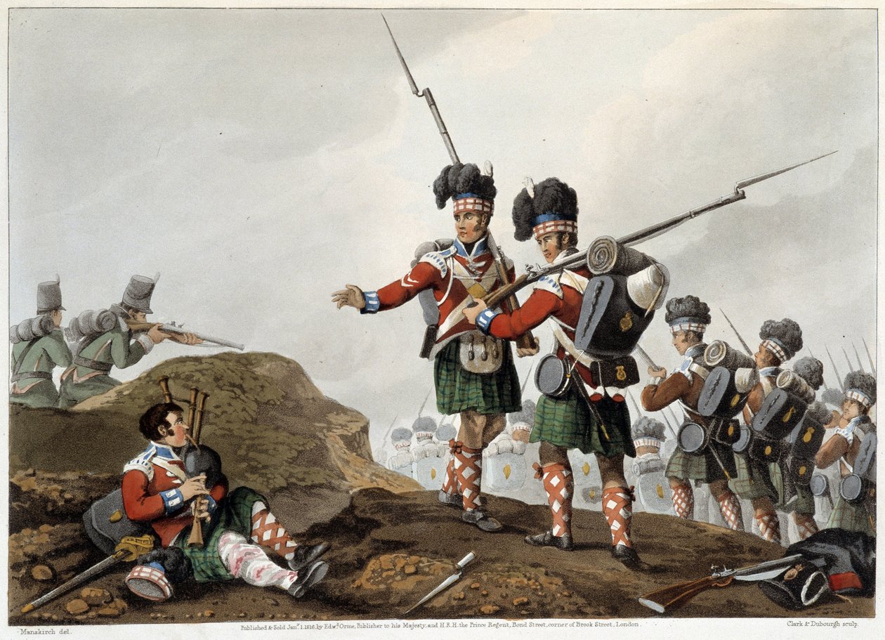 Bravery in “” Historical, military and naval anecdotes and incidents that arrived at the arms of Great Britain and their allies, ending in Waterloo”” by Edward Orme. Ill. by Fry, Sutherland, Clark, Dubourg, W.Heart, JA, Atkinson... Ed. 1819, London. بواسطة مدرسة اللغة الإنجليزية