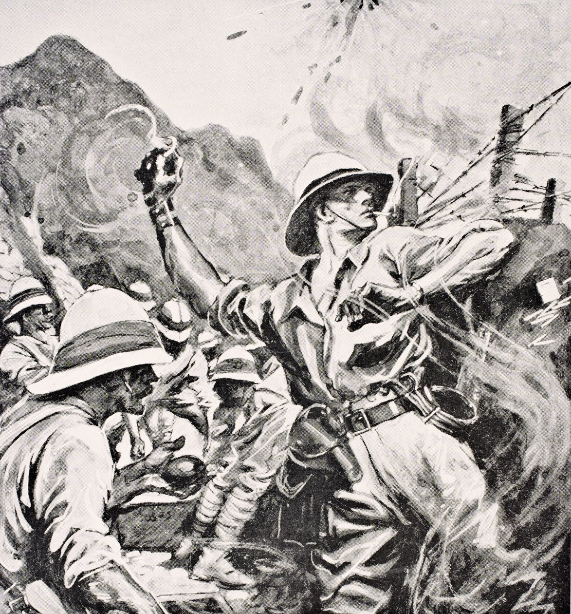 الملازم البريطاني WT Forshaw VC ، من "The War Illustrated Album deLuxe" ، نُشر في لندن ، 1916 بواسطة مدرسة اللغة الإنجليزية