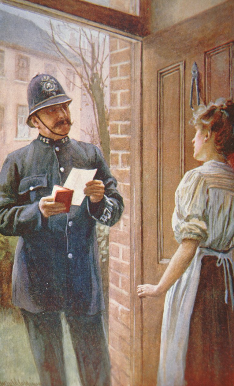 British Policeman, c.1900 (colour litho) بواسطة مدرسة اللغة الإنجليزية