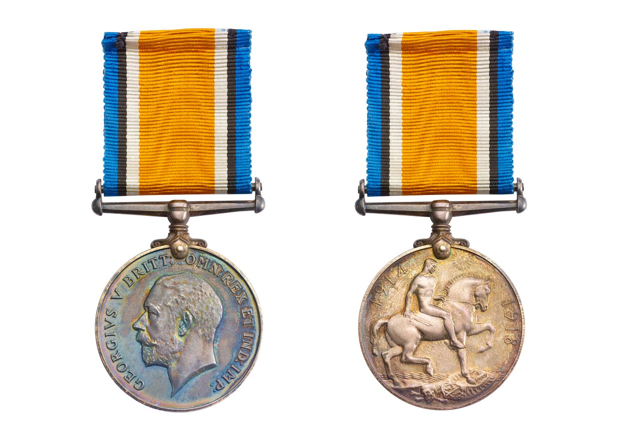 وسام الحرب البريطاني عام 1919 (برونزي بشريط حريري) بواسطة مدرسة اللغة الإنجليزية