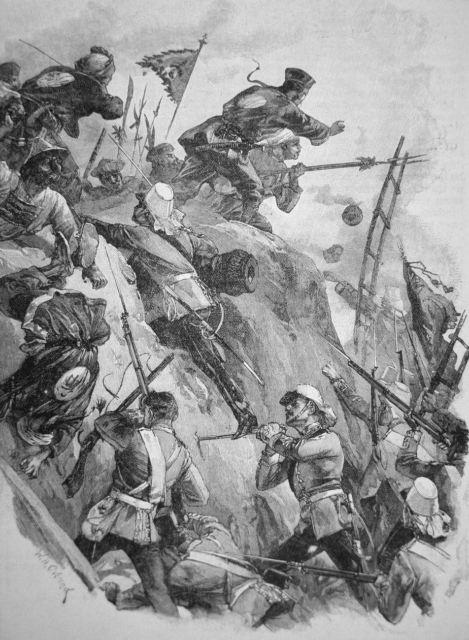 اقتحمت القوات البريطانية حصون تاكو في الصين عام 1860 أثناء حروب الأفيون (الليثو) بواسطة مدرسة اللغة الإنجليزية