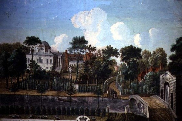 بيرلينجتون هاوس ، تشيسويك ، صممه ويليام كينت (1685-1748) 1725-36 (نقش ملون) بواسطة مدرسة اللغة الإنجليزية