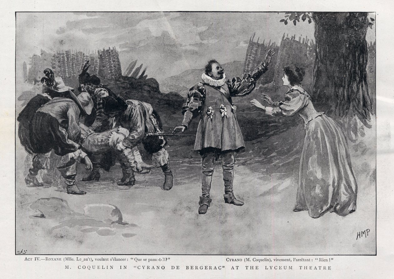 CONSTANT COQUELIN Aine (الأكبر) ممثل إنجليزي في دور Cyrano de Bergerac في مسرح Lyceum ، لندن 1898 بواسطة مدرسة اللغة الإنجليزية