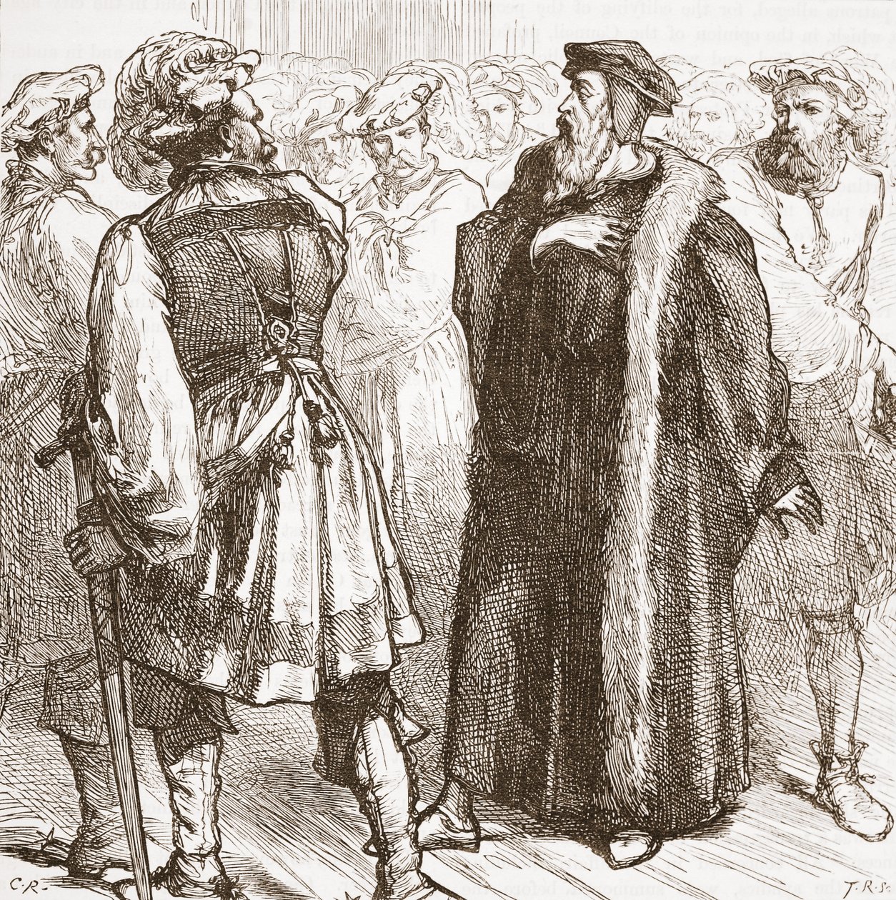 كالفن قبل أعدائه في المجلس ، توضيح من تاريخ البروتستانتية بقلم جيمس أيتكين ويلي (1808-1890) ، حانة. 1878 بواسطة مدرسة اللغة الإنجليزية