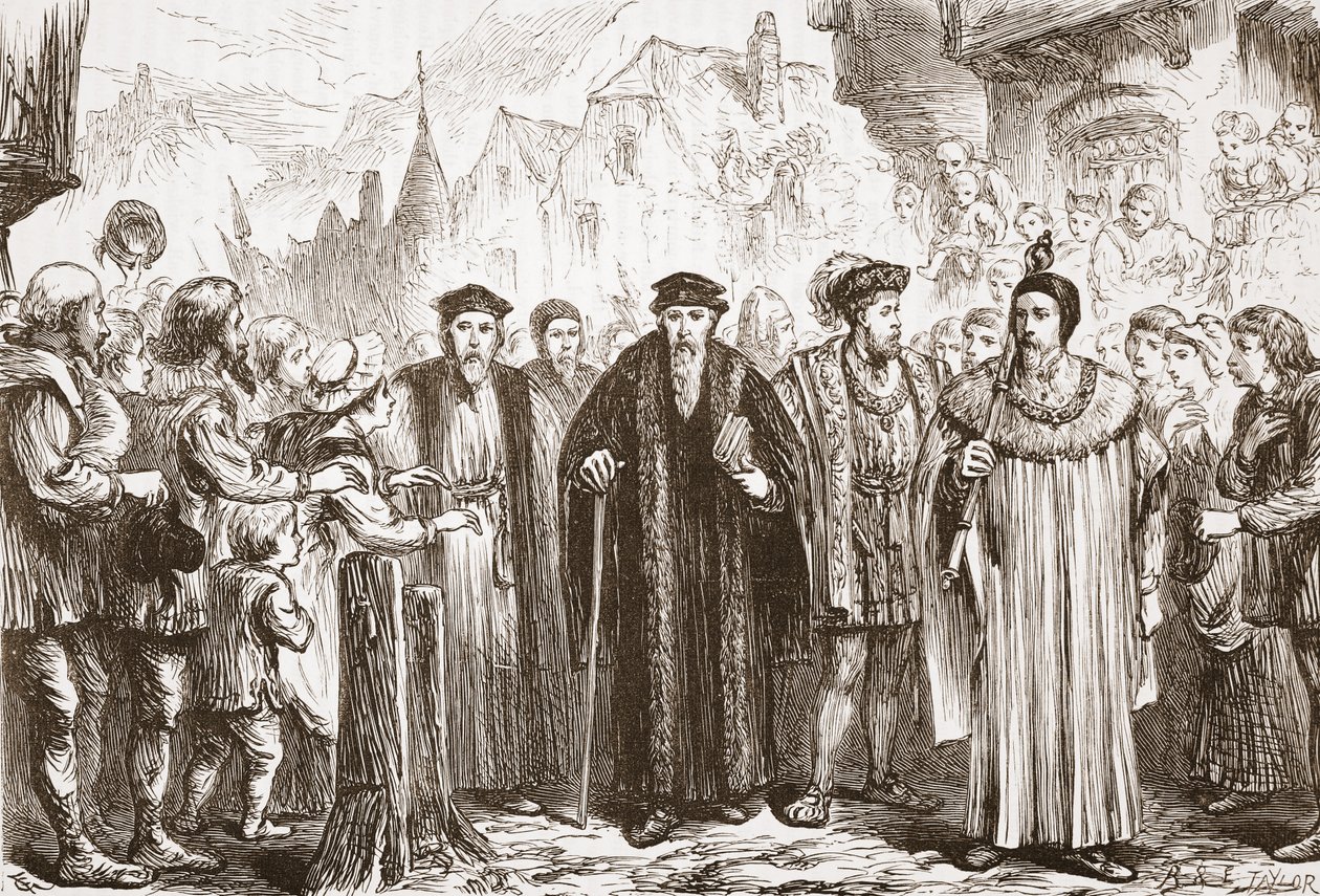 يعيد كالفن دخول جنيف ، التوضيح من تاريخ البروتستانتية بقلم جيمس أيتكين ويلي (1808-1890) ، حانة. 1878 بواسطة مدرسة اللغة الإنجليزية