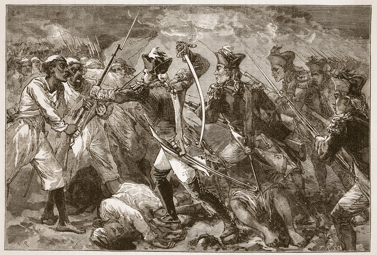 الكابتن يورك يقود الأمل البائس في Masulipatam ، رسم توضيحي من Cassells Illustrated History of India بواسطة جيمس جرانت ، حانة. 1879 بواسطة مدرسة اللغة الإنجليزية