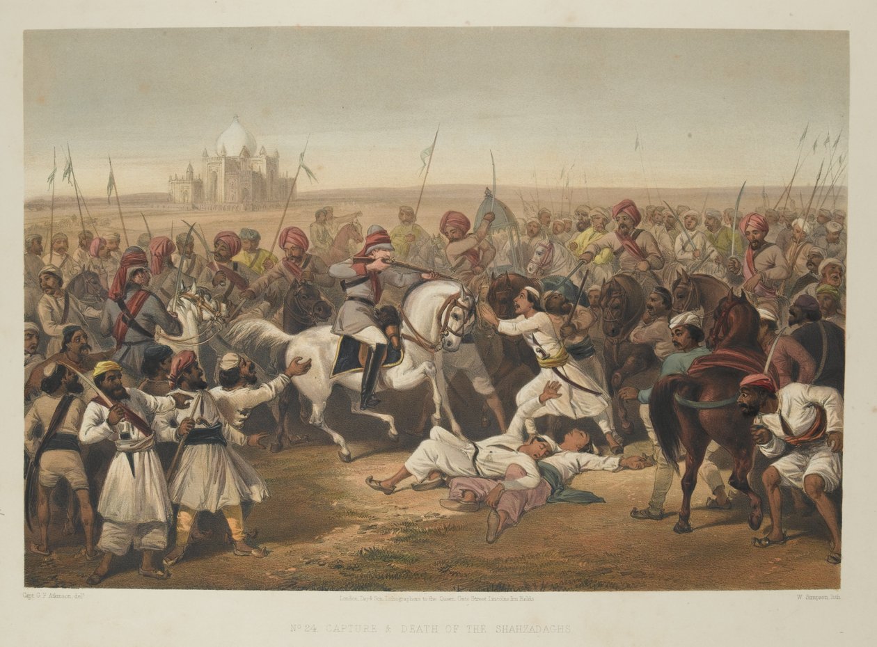 "القبض على الشاهزاداج وموتهم" ، 1857 بواسطة مدرسة اللغة الإنجليزية
