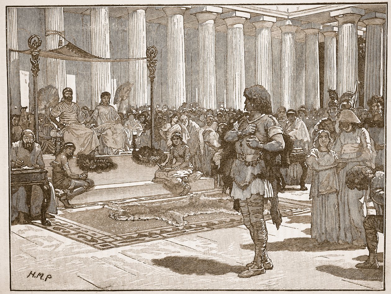 Caractacus قبل Claudius ، توضيح من Cassells Illustrated History of England (sepia photo) بواسطة مدرسة اللغة الإنجليزية