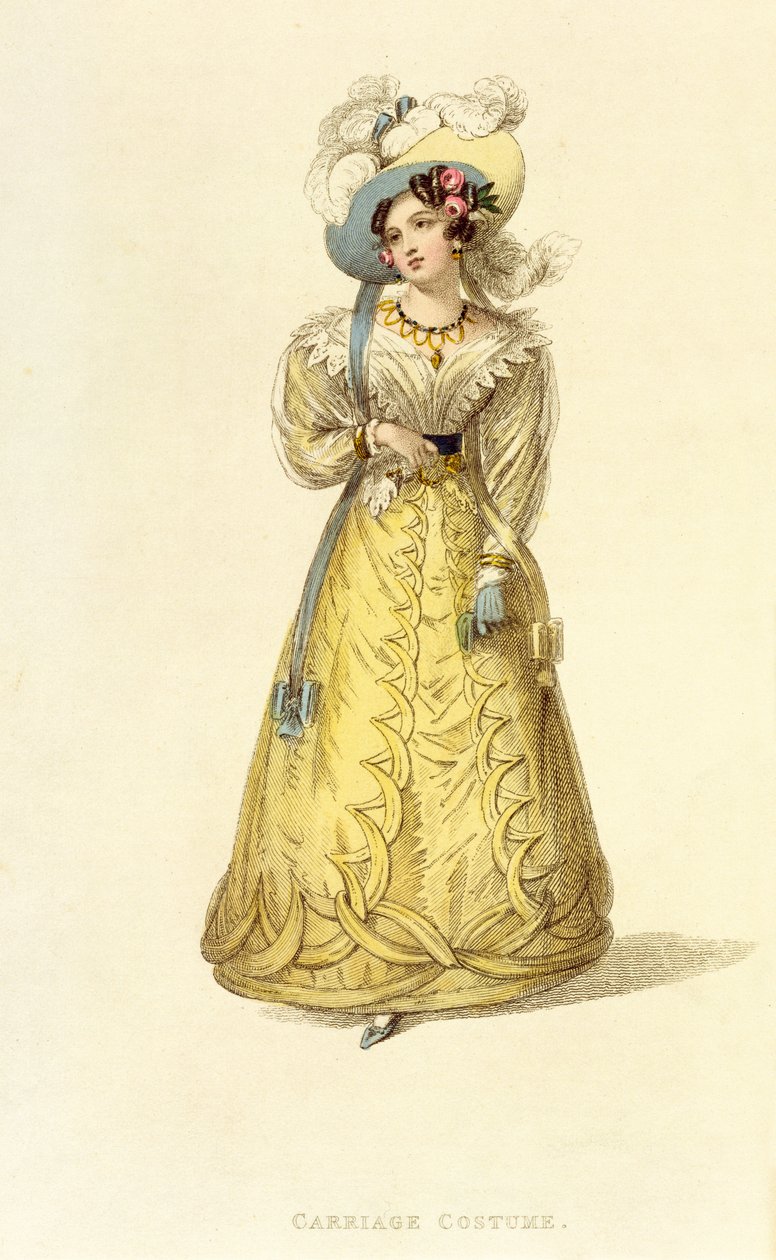 زي النقل ، لوحة الموضة من Ackermanns Repository of Arts ، c.1827 بواسطة مدرسة اللغة الإنجليزية