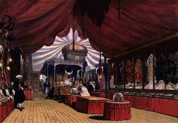 حالات البضائع المطرزة في القسم التركي من المعرض الكبير لعام 1851 ، من صور ديكنسون الشاملة (لون ليثو) بواسطة مدرسة اللغة الإنجليزية