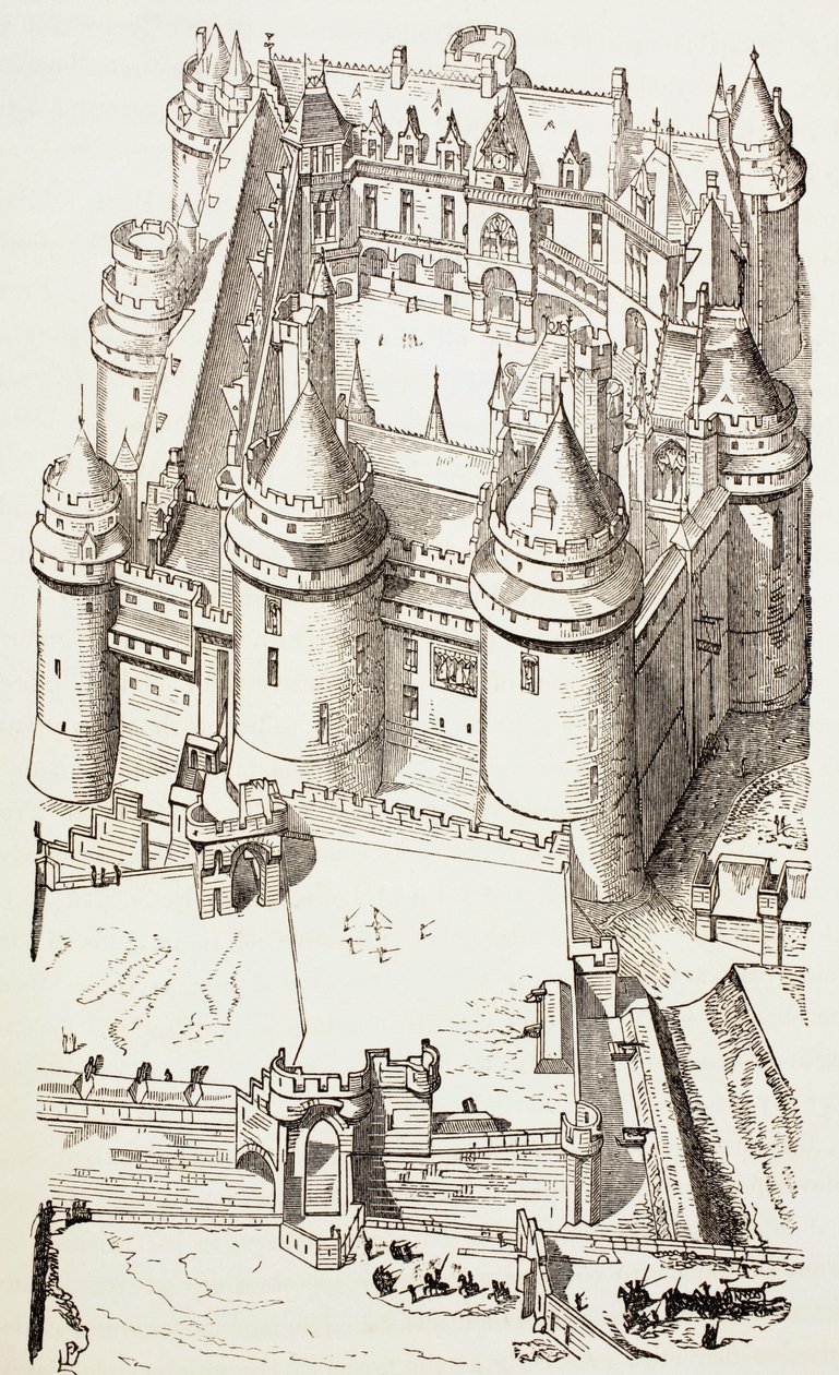 قلعة Pierrefonds ، فرنسا ، عام 1880 بواسطة مدرسة اللغة الإنجليزية
