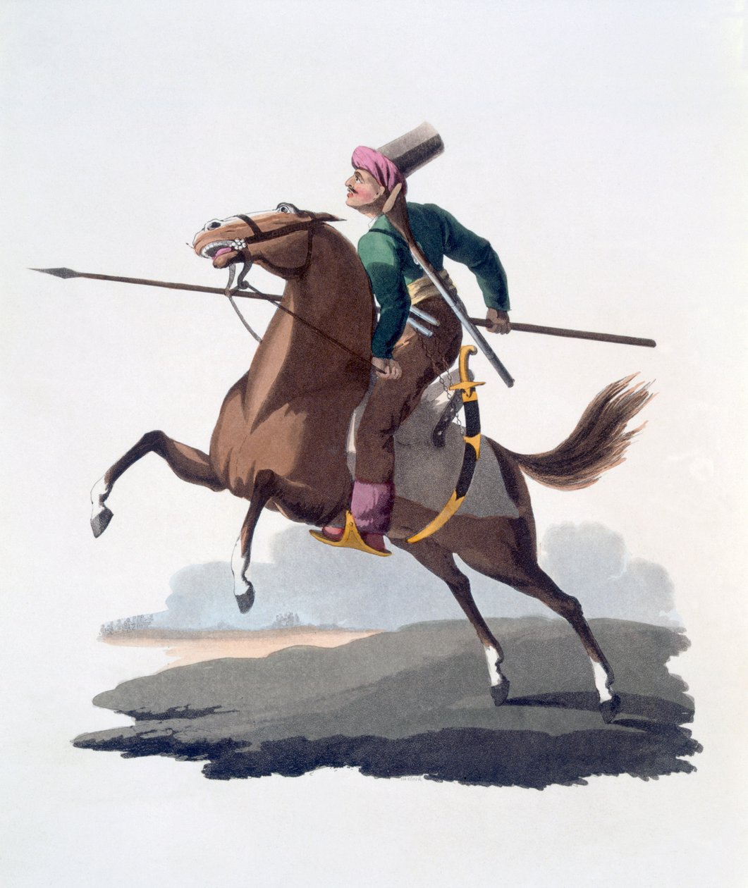 رجل الفرسان ، 1818 (أكواينت الملونة) بواسطة مدرسة اللغة الإنجليزية