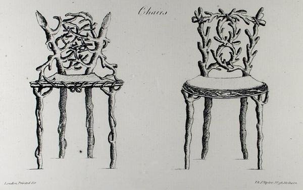 الكراسي ، من Grotesque Architecture ، أو Rural Amusement ، بقلم William Wrighte ، نشرت عام 1768 (نقش) (صورة بالأبيض والأسود) بواسطة مدرسة اللغة الإنجليزية