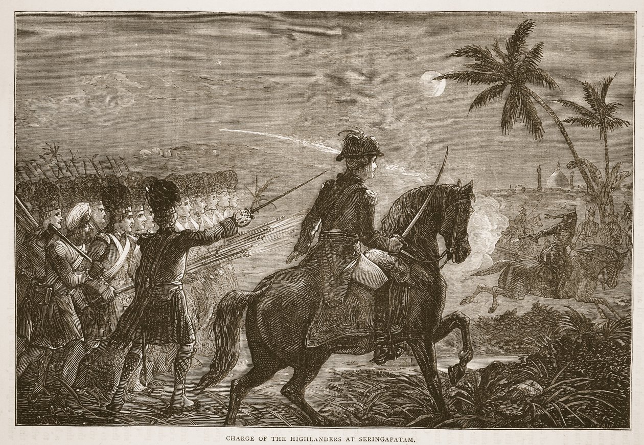المسؤول عن المرتفعات في Seringapatam ، التوضيح من Cassells Illustrated History of India بواسطة جيمس جرانت ، حانة. 1879 بواسطة مدرسة اللغة الإنجليزية