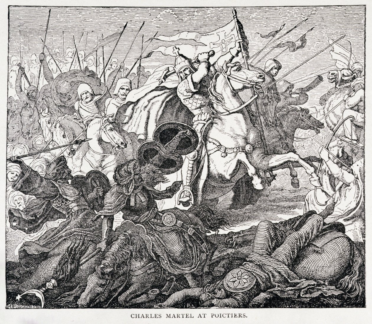 تشارلز مارتل (c.688-741) في Poictiers ، من تاريخ فرنسا ، بواسطة Emile de Bonnechose ، نشره Ward ، Lock and Co ، London بواسطة مدرسة اللغة الإنجليزية