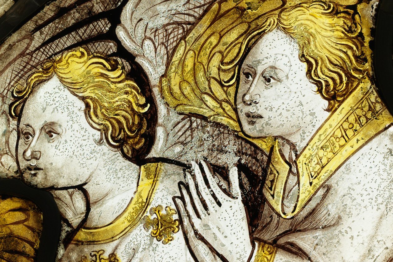 قسم محفوظ من النافذة الشرقية الكبرى في York Minster: "Creation Worships the Lamb" بواسطة مدرسة اللغة الإنجليزية