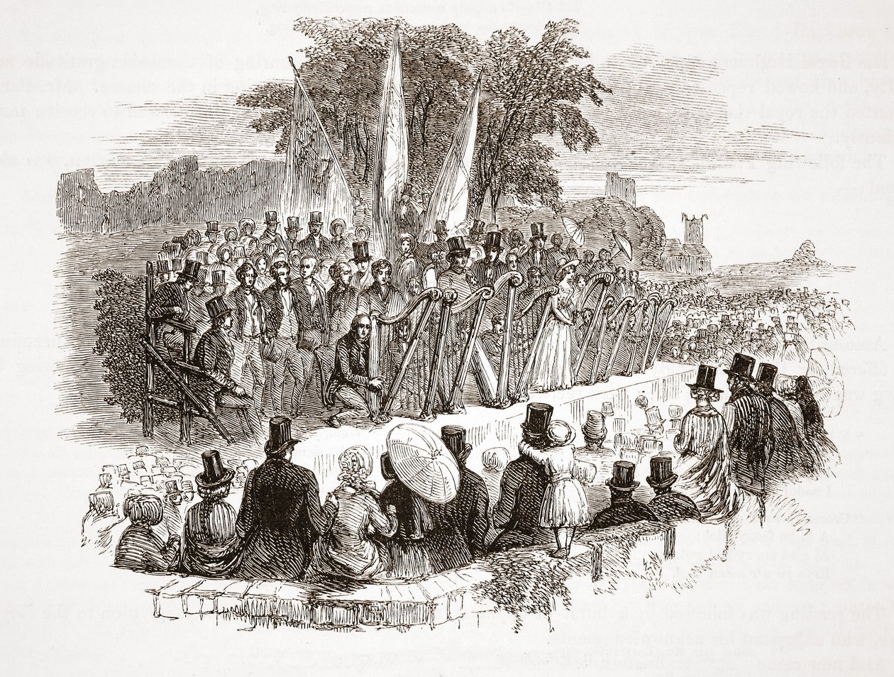 مسابقة قيثار الذهب في رويال دينبي ايستفود ، قبل صاحب السمو الملكي دوق سوسيس عام 1828 (نقش الفولاذ) بواسطة مدرسة اللغة الإنجليزية