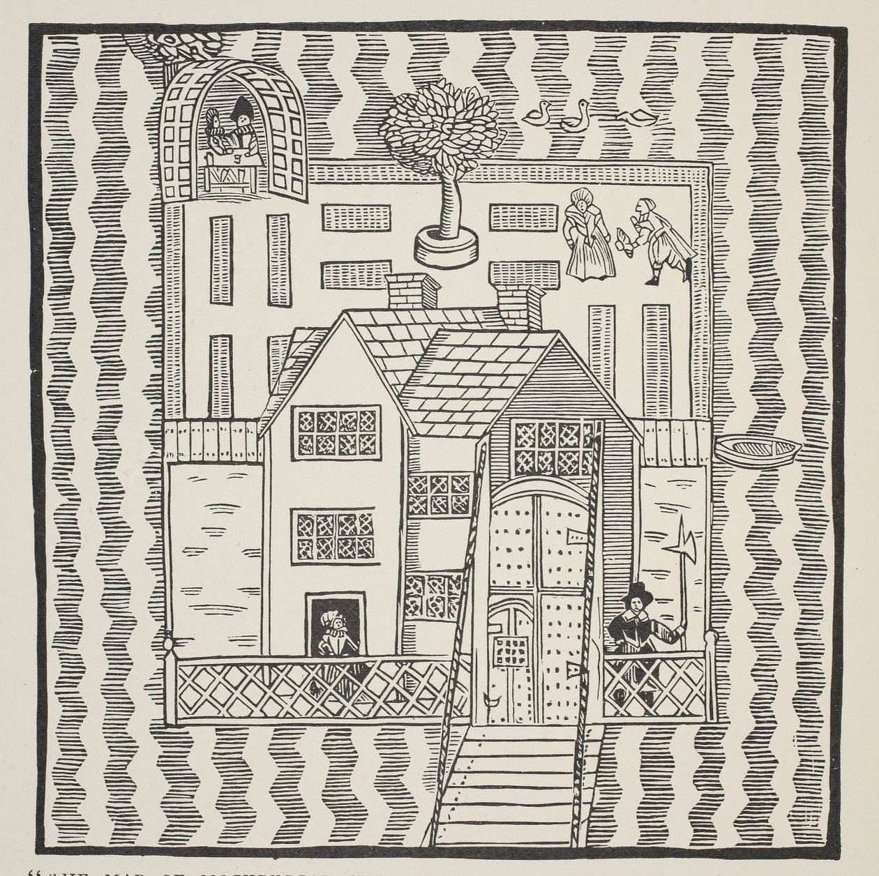 نسخة من خريطة Mockbeggar Hall ، مع وضعه في البلد الفسيح يسمى في أي مكان ، c.1633 ، من Ballad of Roxborough بواسطة مدرسة اللغة الإنجليزية