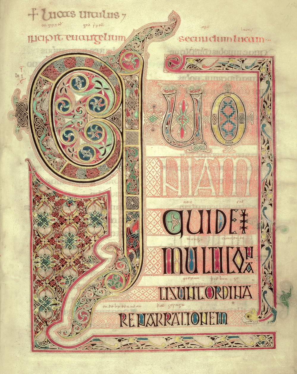 Cott Nero DIV f.139 الصفحة الافتتاحية لإنجيل القديس لوقا ، من إنجيل ليندسفارن ، ٧١٠-٧٢١ (ورق) بواسطة مدرسة اللغة الإنجليزية