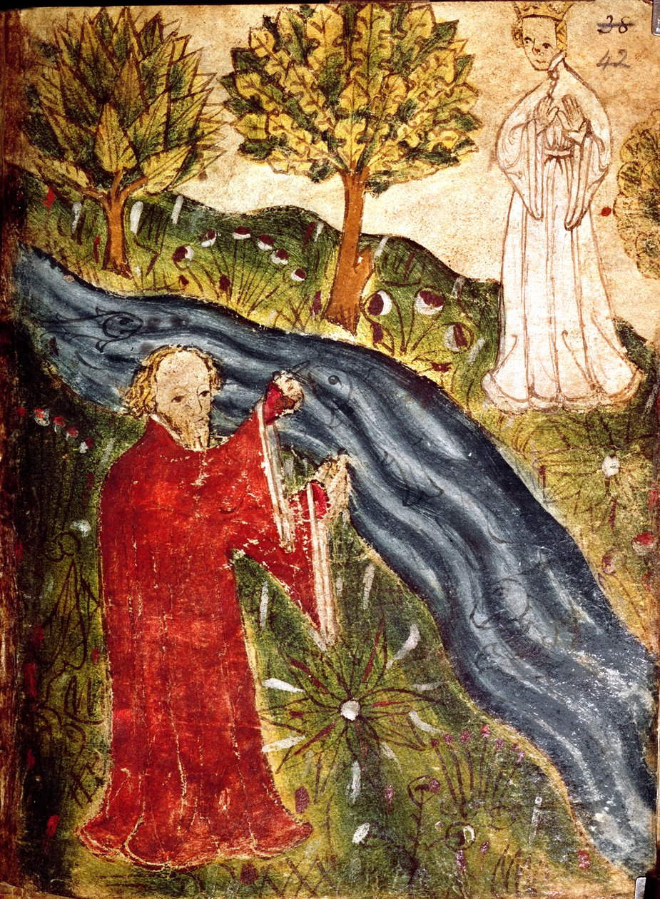 قطن نيرو السيدة AX ، ص. 42 The Dreamer with the Pearl Maiden ، حوالي 1375-1400 (رق) بواسطة مدرسة اللغة الإنجليزية