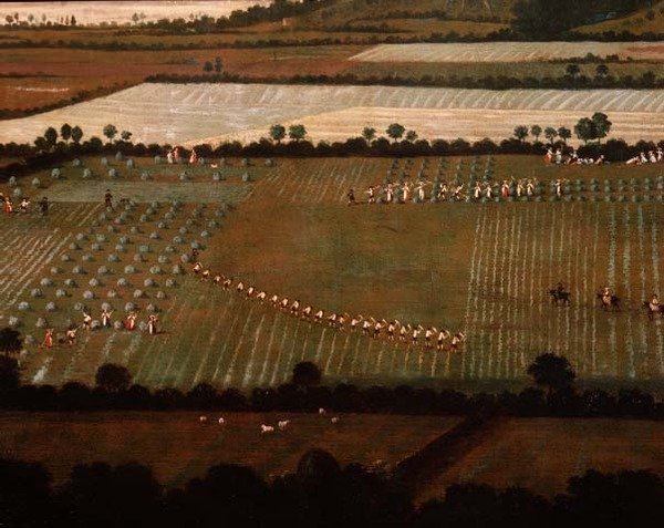 Country Round Dixton Manor، c.1725 (زيت على قماش) (تفاصيل 18102) بواسطة مدرسة اللغة الإنجليزية
