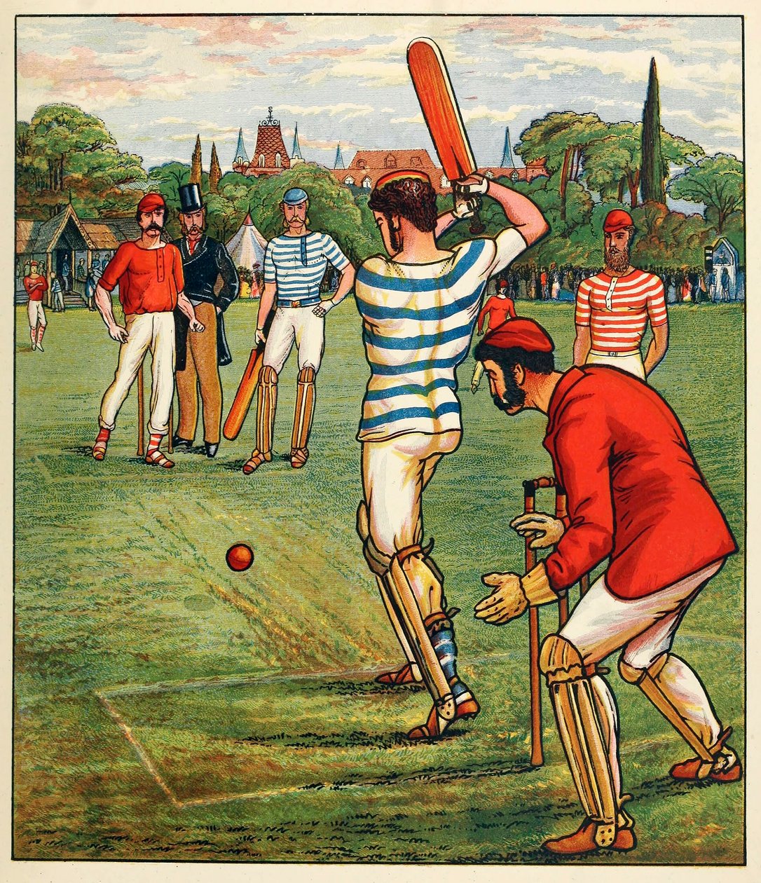 لعبة الكريكيت من British Sports and Games، pub. ج 1880. بواسطة مدرسة اللغة الإنجليزية
