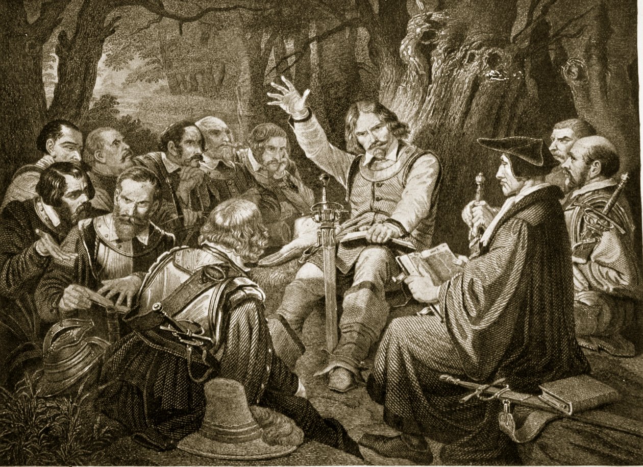 كرومويل قبل معركة دنبار ، 1650 ، رسم توضيحي من قصة هاتشينسون للأمة البريطانية ، حوالي 1923 بواسطة مدرسة اللغة الإنجليزية