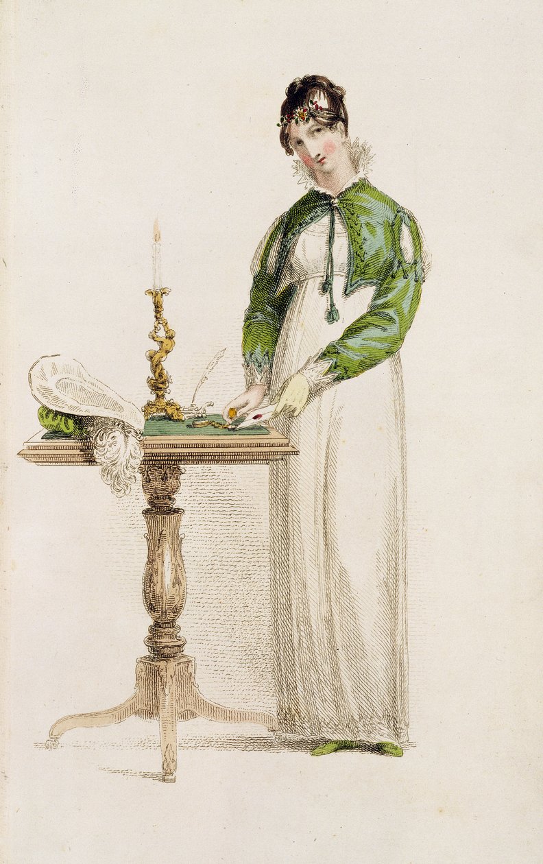 لباس النهار ، لوحة الموضة من Ackermanns Repository of Arts بواسطة مدرسة اللغة الإنجليزية