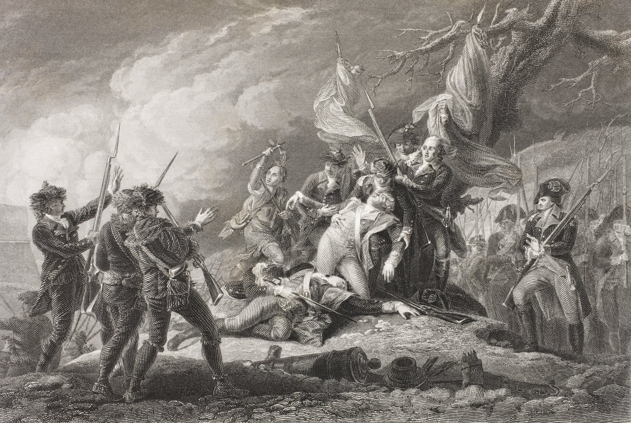 وفاة الجنرال مونتغومري في معركة كيبيك ، 1775 ، من "معرض الصور التاريخية" ، تم نشره عام 1880 بواسطة مدرسة اللغة الإنجليزية