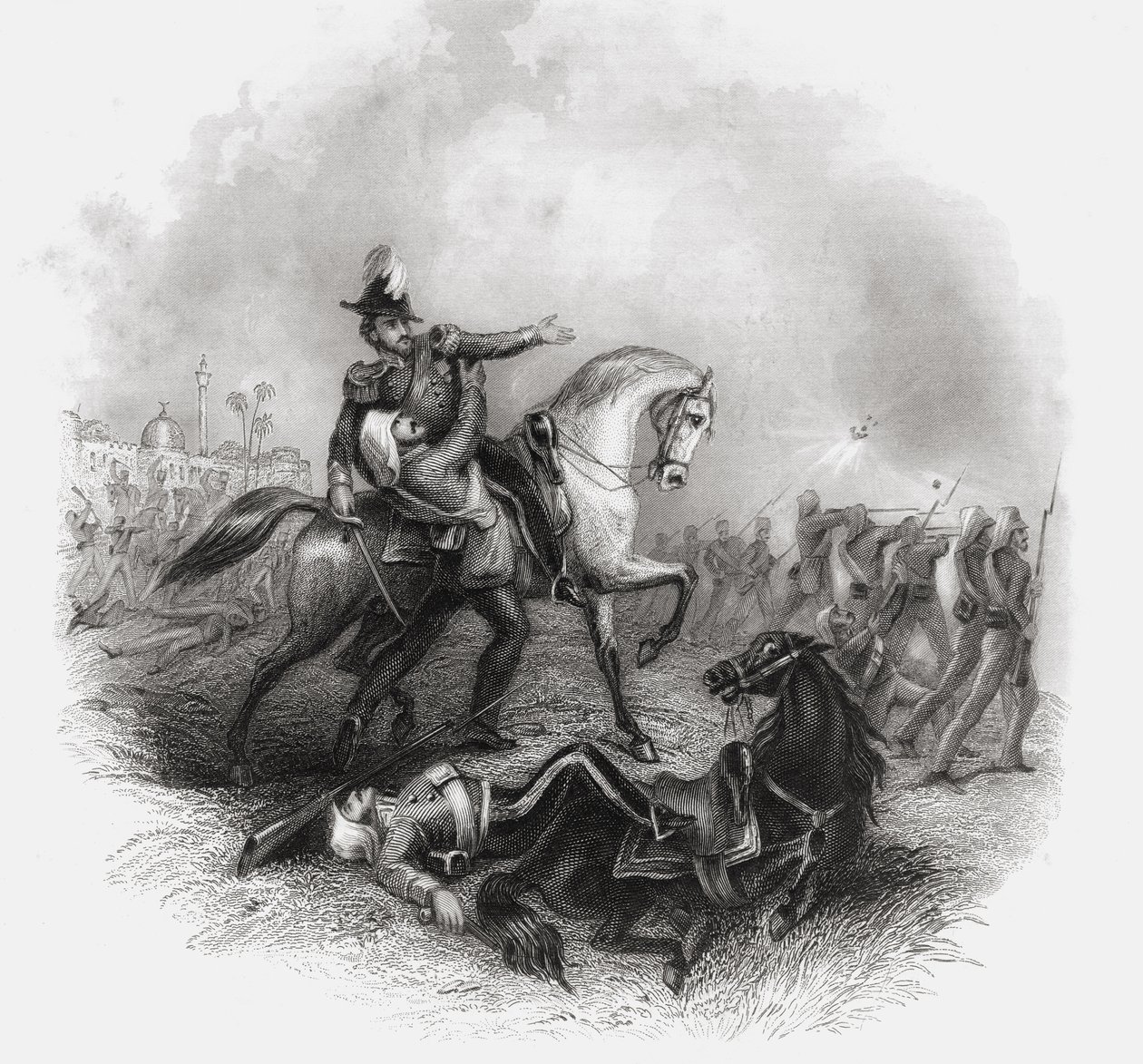 وفاة السير هنري مونتغمري لورانس ، من `` تاريخ التمرد الهندي &39;&39; المنشور عام 1868 بواسطة مدرسة اللغة الإنجليزية