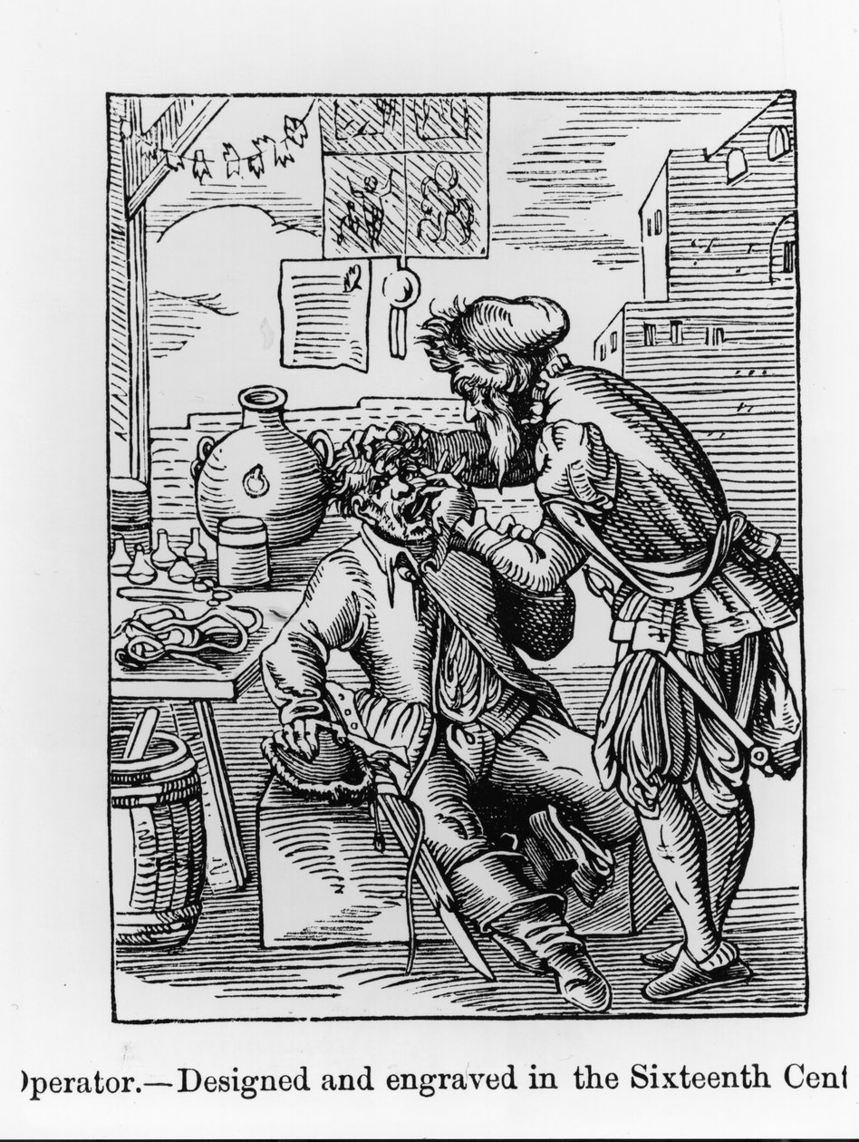 مشغل أسنان ، رسم توضيحي من "العلوم والأدب في العصور الوسطى وعصر النهضة" ، كتبه ونقشه بول لاكروا ، 1878 (النقش) (وزن صورة) بواسطة مدرسة اللغة الإنجليزية