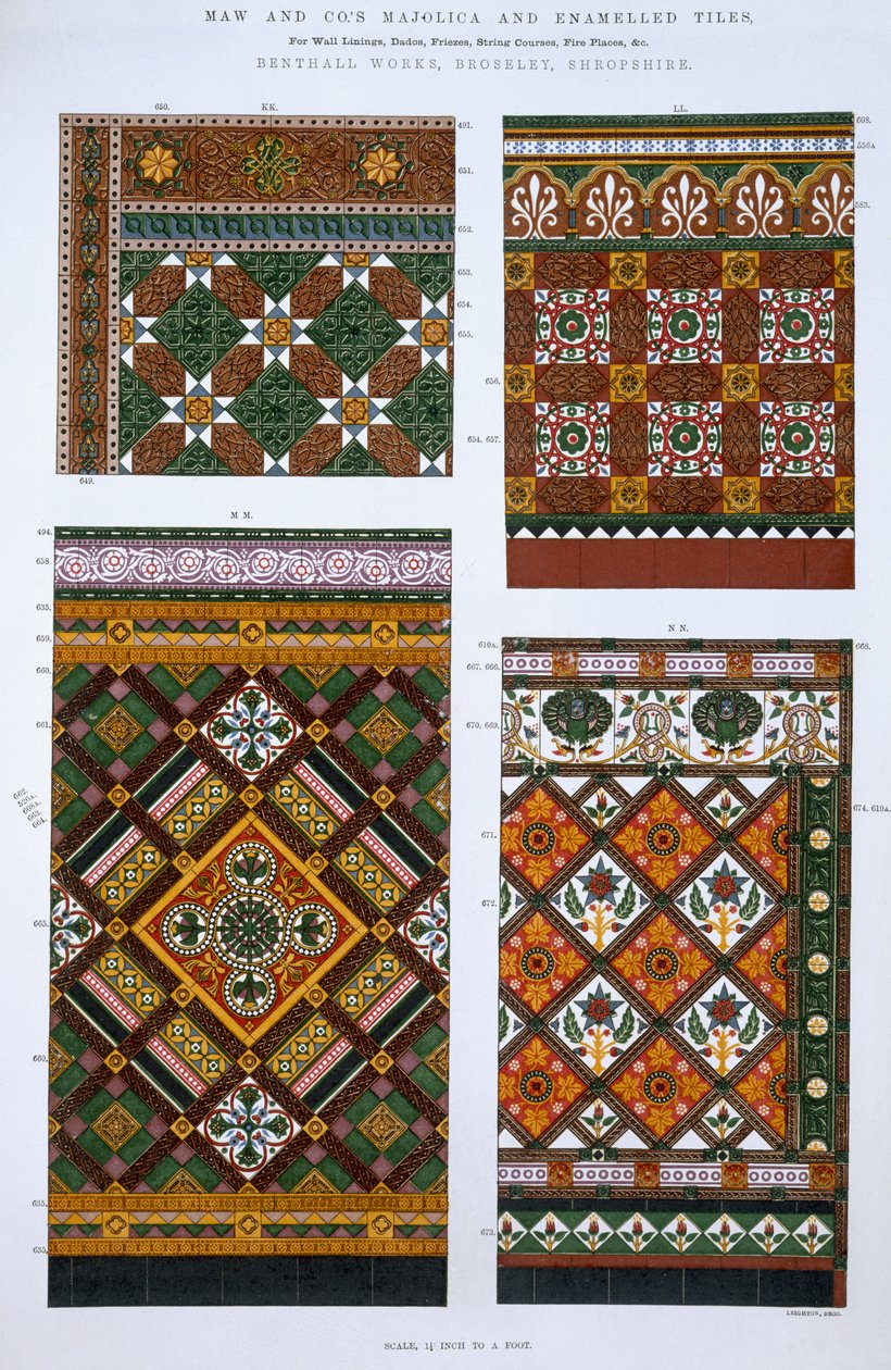 تصميمات للبلاط المجولي والبلاط لـ Maw & Co. ، Benthall Works ، Brosley ، Shropshire بواسطة مدرسة اللغة الإنجليزية