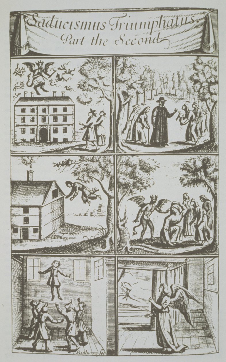 مظاهر متنوعة للشيطان ، نسخة من رسم توضيحي من Sadducismus Triumphatus Part II ، بقلم جوزيف جلانفيل ، لندن 1681 ، المستخدمة في تاريخ السحر ، نُشرت في أواخر القرن التاسع عشر بواسطة مدرسة اللغة الإنجليزية