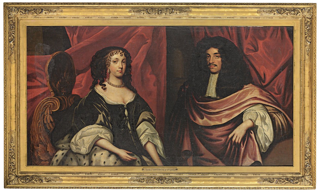 صورة مزدوجة للملك تشارلز الثاني وكاثرين من براغانزا ، حوالي عام 1665 بواسطة مدرسة اللغة الإنجليزية
