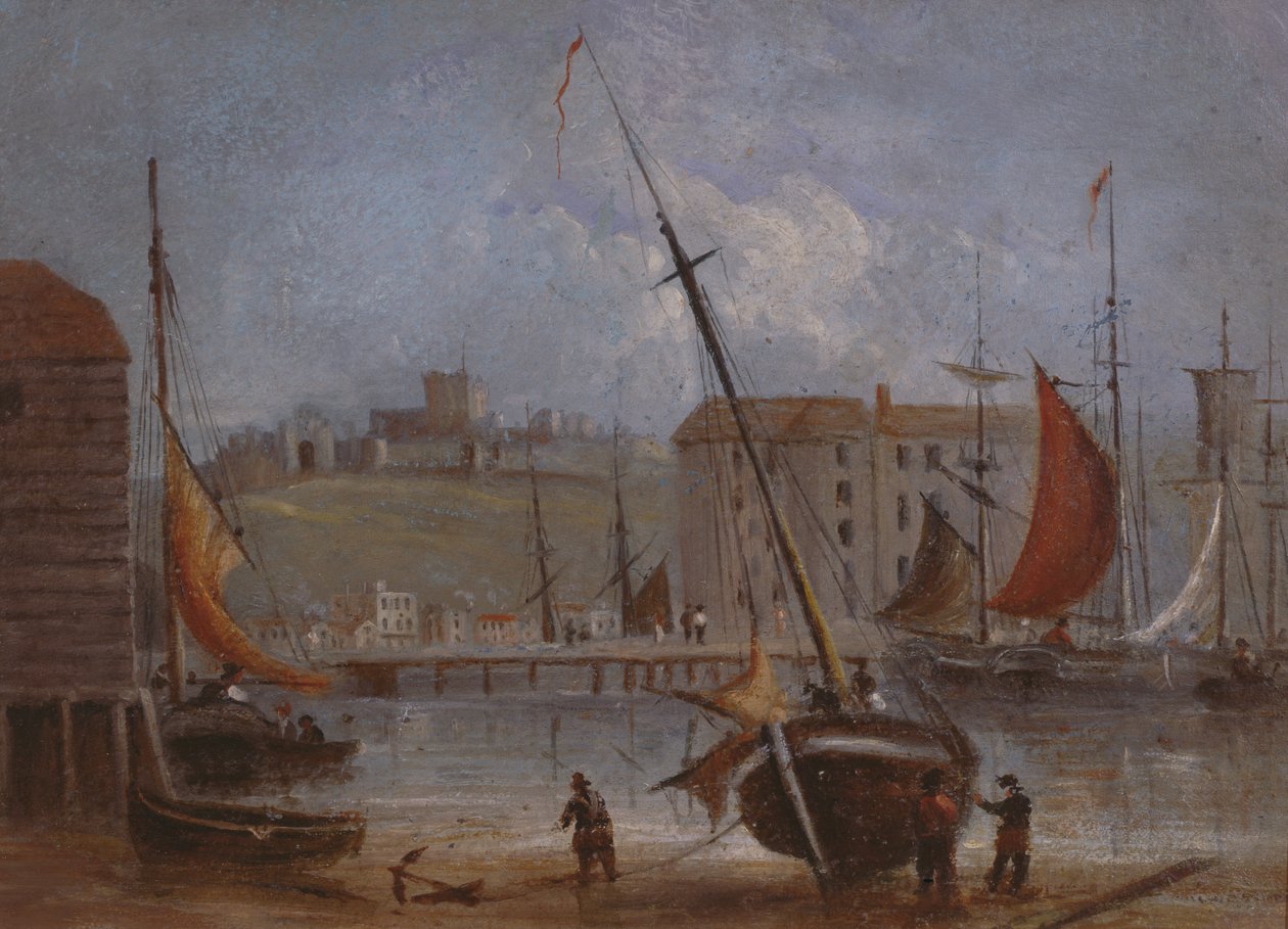 قلعة وميناء دوفر ، c.1830 بواسطة مدرسة اللغة الإنجليزية