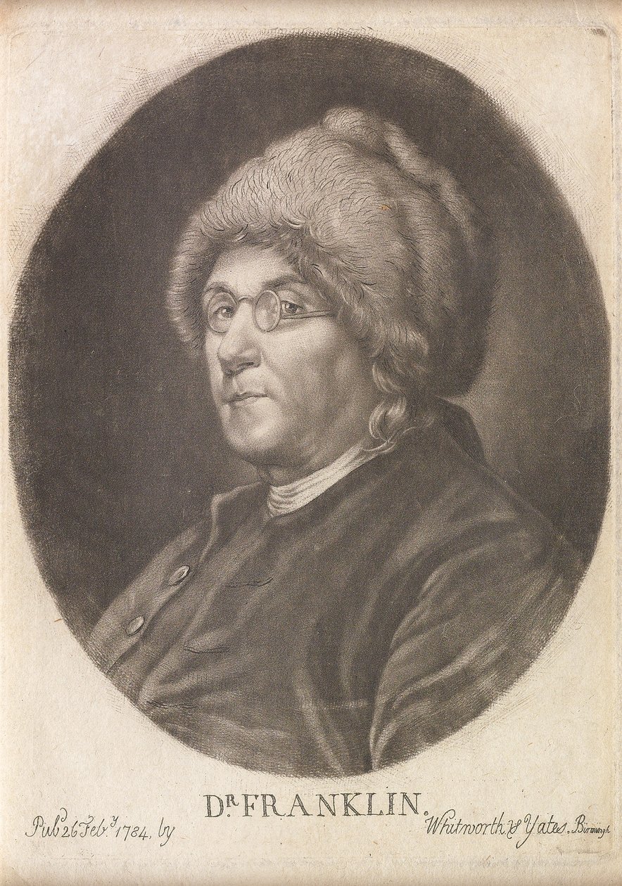 دكتور فرانكلين ، 1784 (Mezzotint) بواسطة مدرسة اللغة الإنجليزية