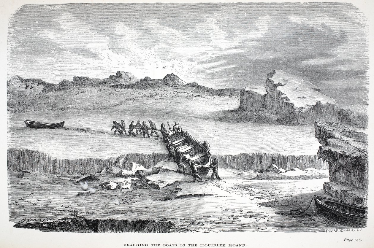 جر القوارب إلى جزيرة إيلويدليك ، الحانة. لندن 1886 بواسطة مدرسة اللغة الإنجليزية