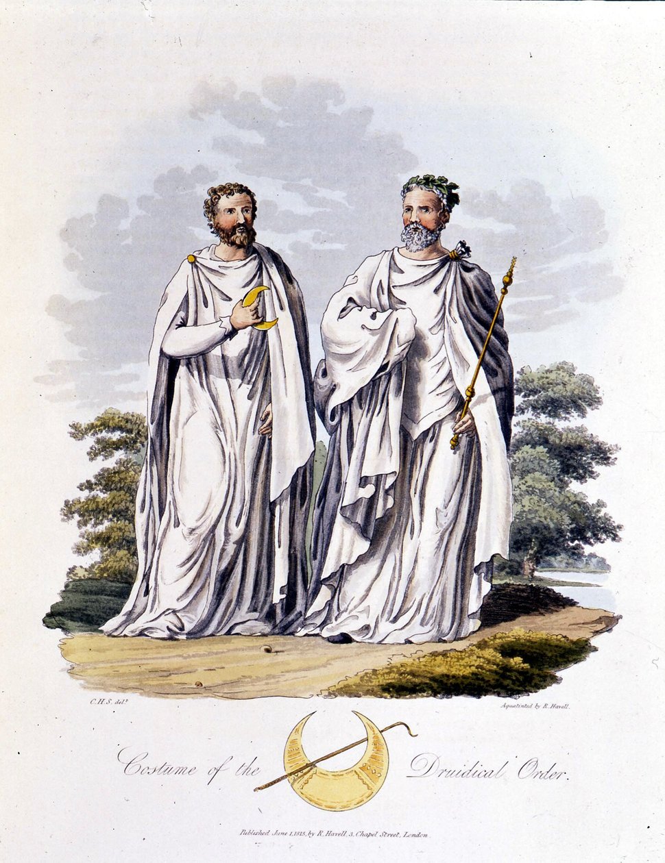 Druids - في "" الكلت والقوط ، عادات سكان الجزر البريطانية في أوائل القرن السادس والأمم القوطية على الساحل الغربي لبحر البلطيق "، بقلم SR Meyrick و Ch. حداد بواسطة مدرسة اللغة الإنجليزية