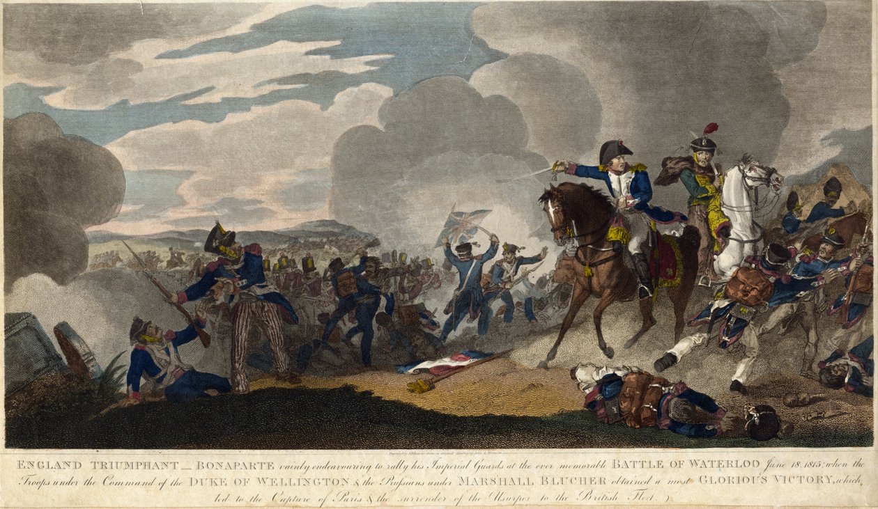 انتصار إنجلترا. حاول نابليون حشد الحرس الإمبراطوري في معركة واترلو ، ج. 1815 (نقش) بواسطة مدرسة اللغة الإنجليزية