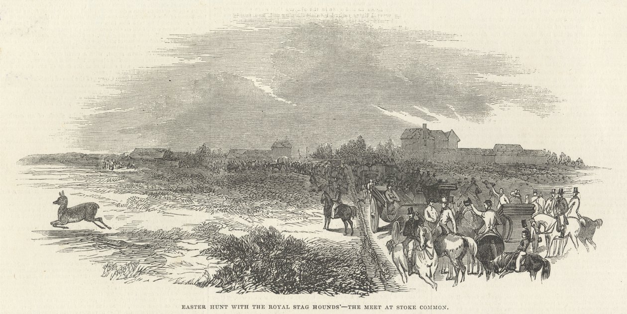 عيد الفصح مع كلاب الصيد الملكية: اللقاء في ستوك كومون ، من "أخبار لندن المصورة" ، 29 مارس 1845 بواسطة مدرسة اللغة الإنجليزية