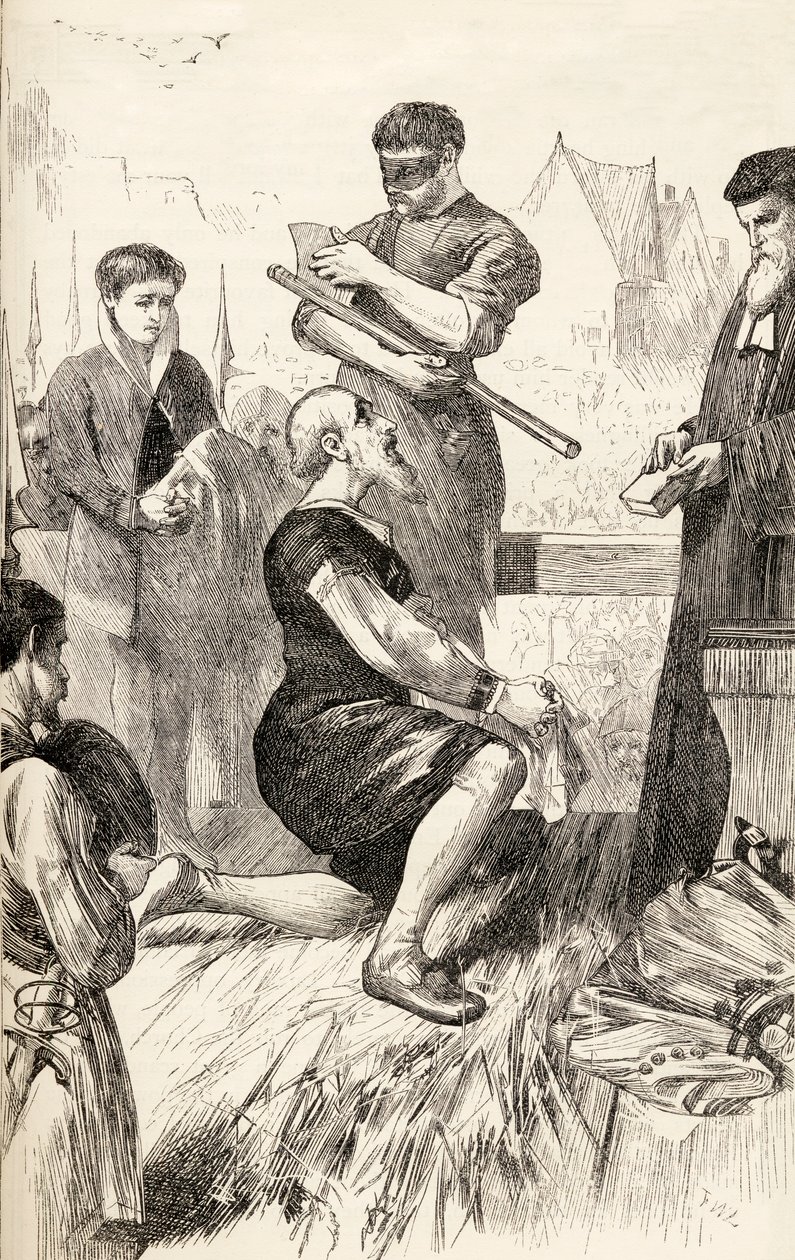 إدوارد سيمور على سقالة في انتظار إعدامه ، 1865 (نقش الخشب) بواسطة مدرسة اللغة الإنجليزية